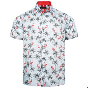 KAM Flamingo Print S/S Shirt